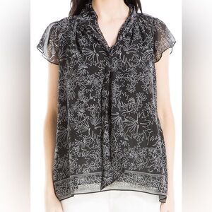 Mac Studio Women's Georgette Flutter Sleeve Front Tie Blouse